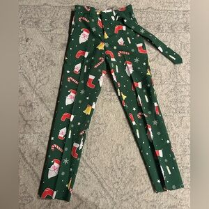 OppoSuits Green Santa Print Trousers Pants with Tie Boys Christmas Holiday